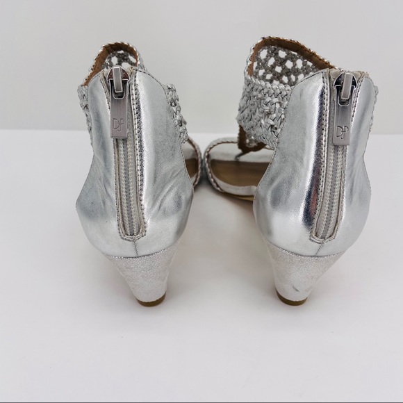 Donald J Pliner Silver Woven Zip Heel Verona Heels - Picture 6 of 8